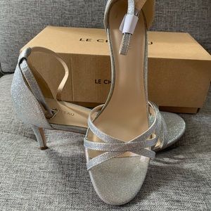 BNWT silver glitter heels